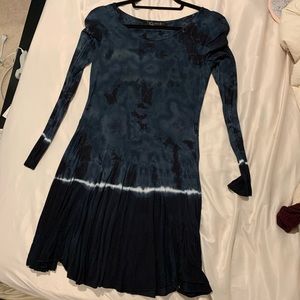 Tie dye blue long sleeve dress